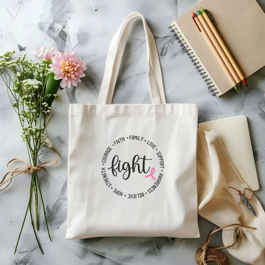 Fight-Breast Cancer Canvas Tote