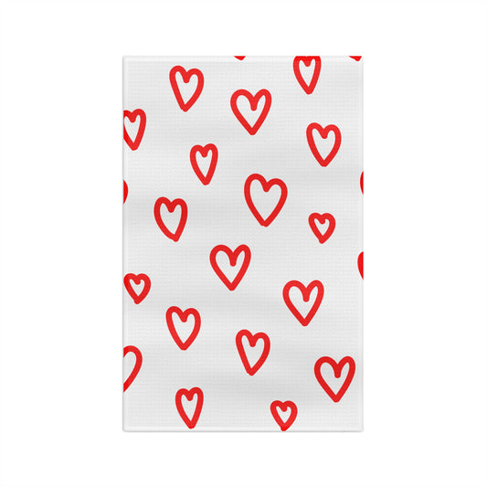 Red Hearts Hand Towel