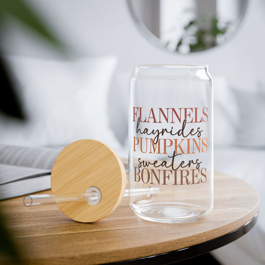 Flannels, Pumpkins & Bonfires Sipper Glass