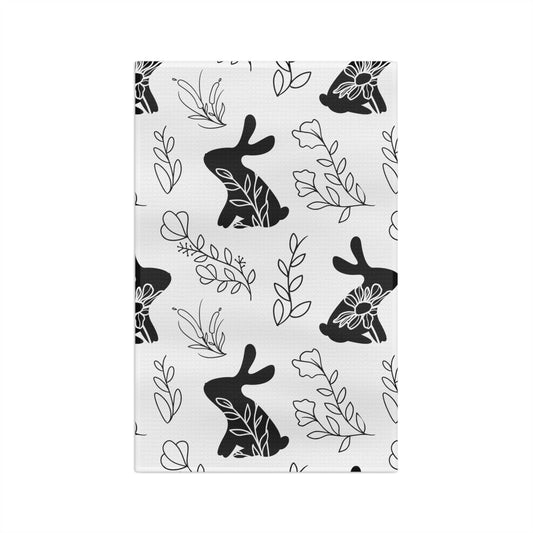 Easter Bunny Kitchen Towel (Black and White)