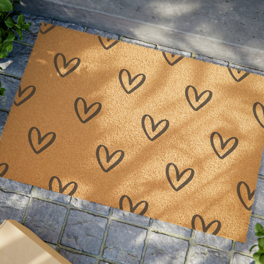 Hearts Doormat Black