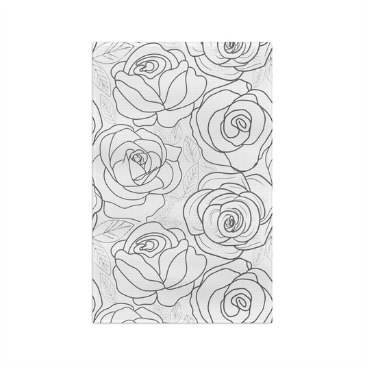 Monochrome Blooms Hand Towel