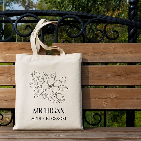 Michigan State Flower Canvas Tote